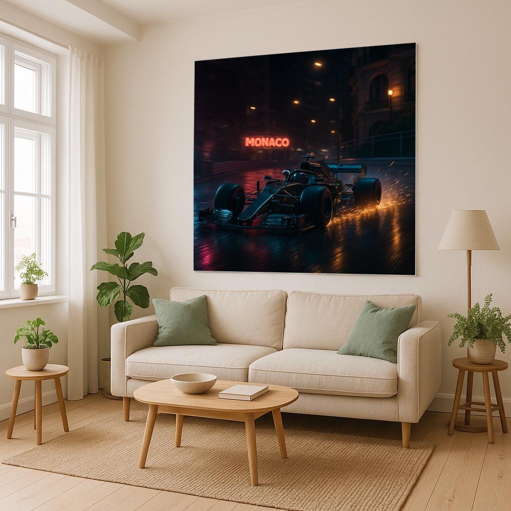 Monaco F1 Tapestry, Night Racing Car Wall Art, Formula 1 Motorsport Decor, Speed Lover Gift, Grand Prix Room Banner, Auto Man Cave Art