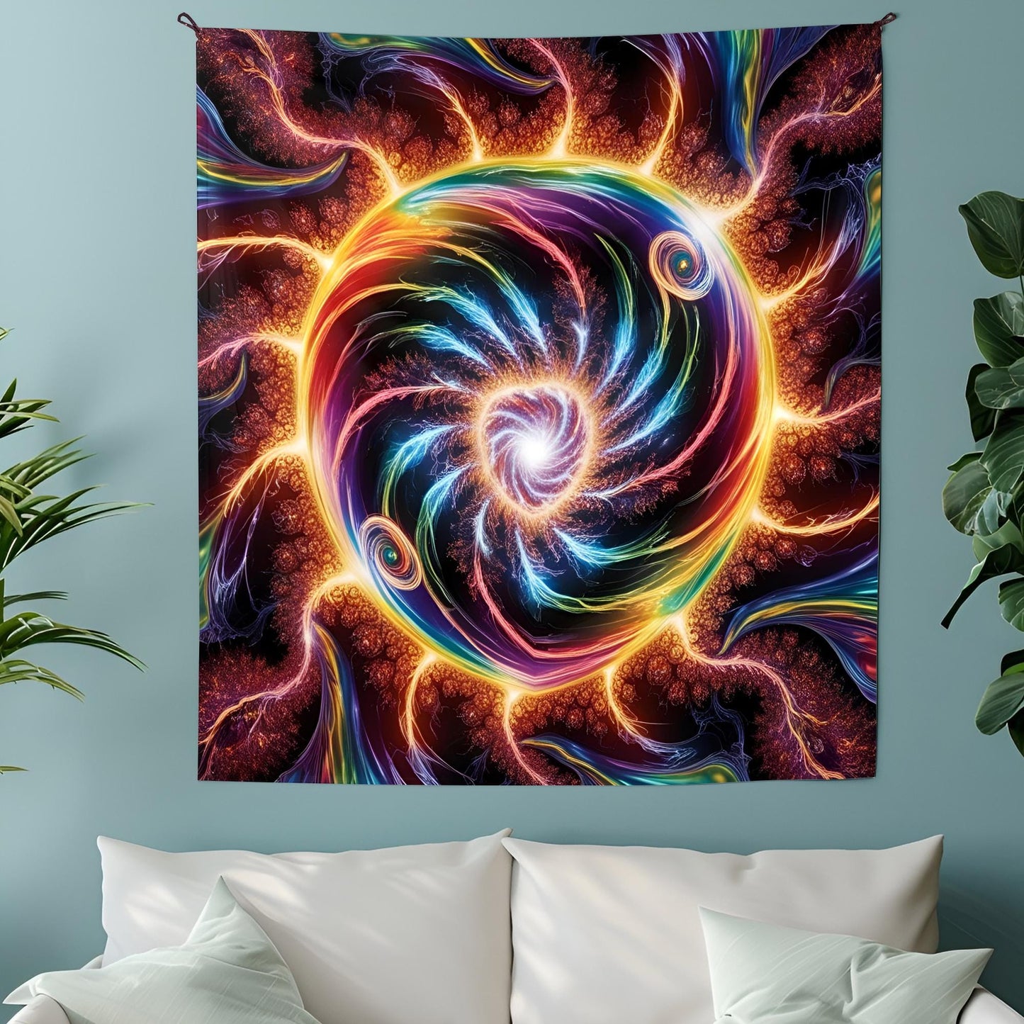 Psychedelic Light Explosion Tapestry, Rainbow Electric Waves, Fractal Burst Motion Art, Ultra HD Trippy Wall Decor, Trippy Tapestry Decor