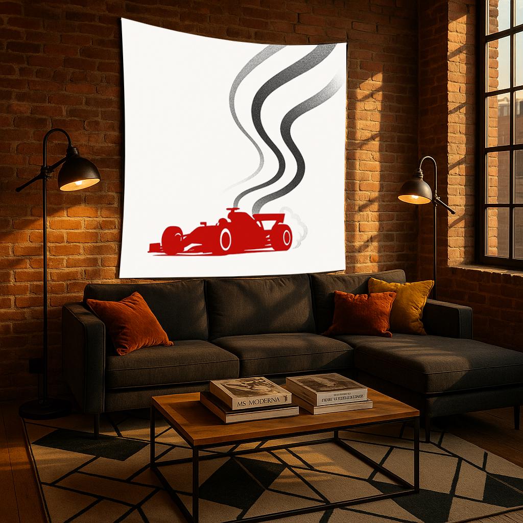 Minimalist F1 Tapestry, Red Formula Car Wall Art, Modern Racing Decor, Motorsport Lover Gift, Speed Room Print, Auto Man Cave Banner