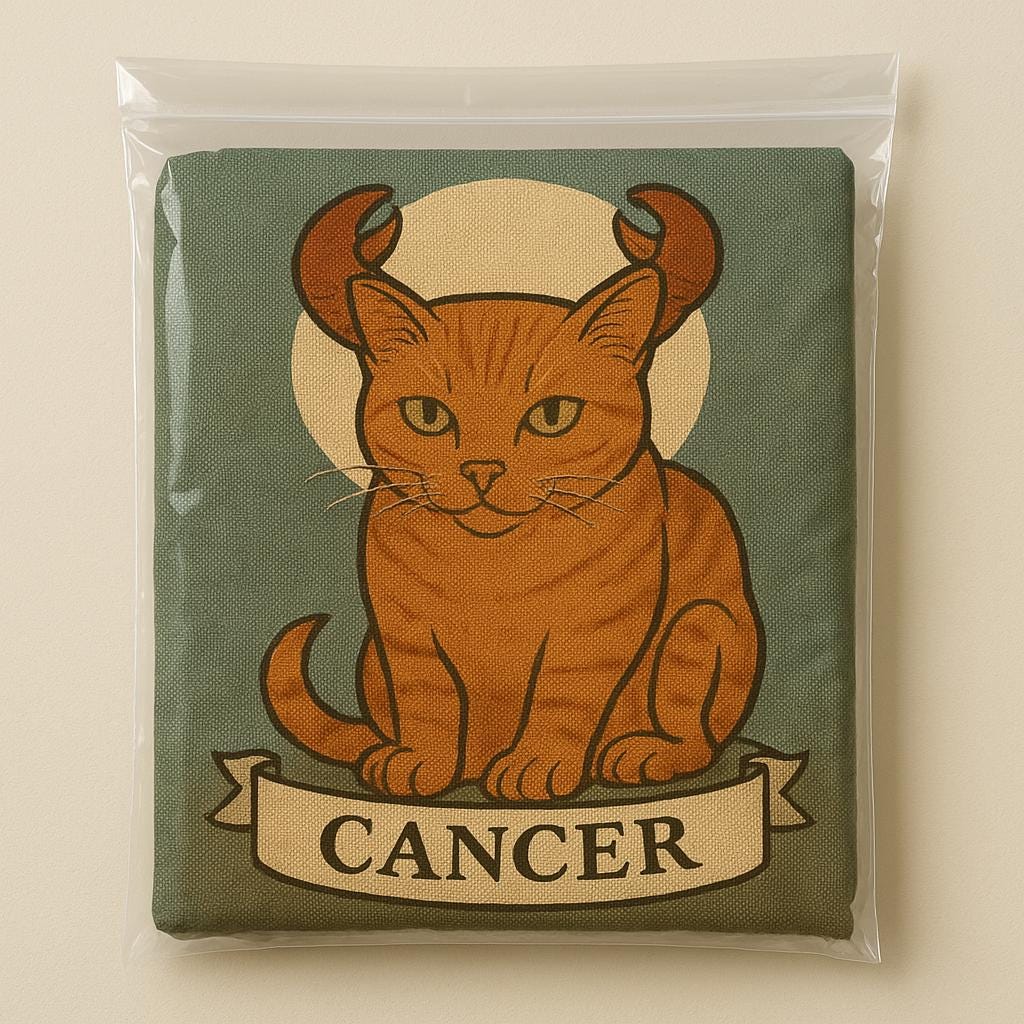 Cancer Zodiac Cat Tapestry Wall Art for Astrology Lovers, Whimsical Horoscope Cat Wall Hanging, Celestial Home Decor for Cat Owners