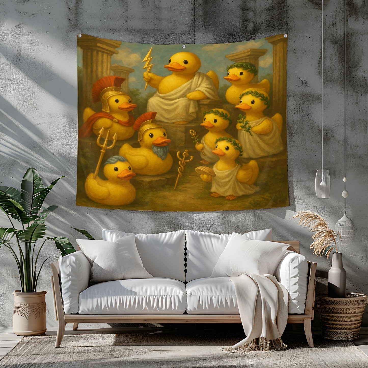 Greek Gods Rubber Duck Tapestry, Funny Zeus Duck Wall Art For Bathroom Or Dorm, Mythology Duck Decor, Unique Gift For Duck Lovers
