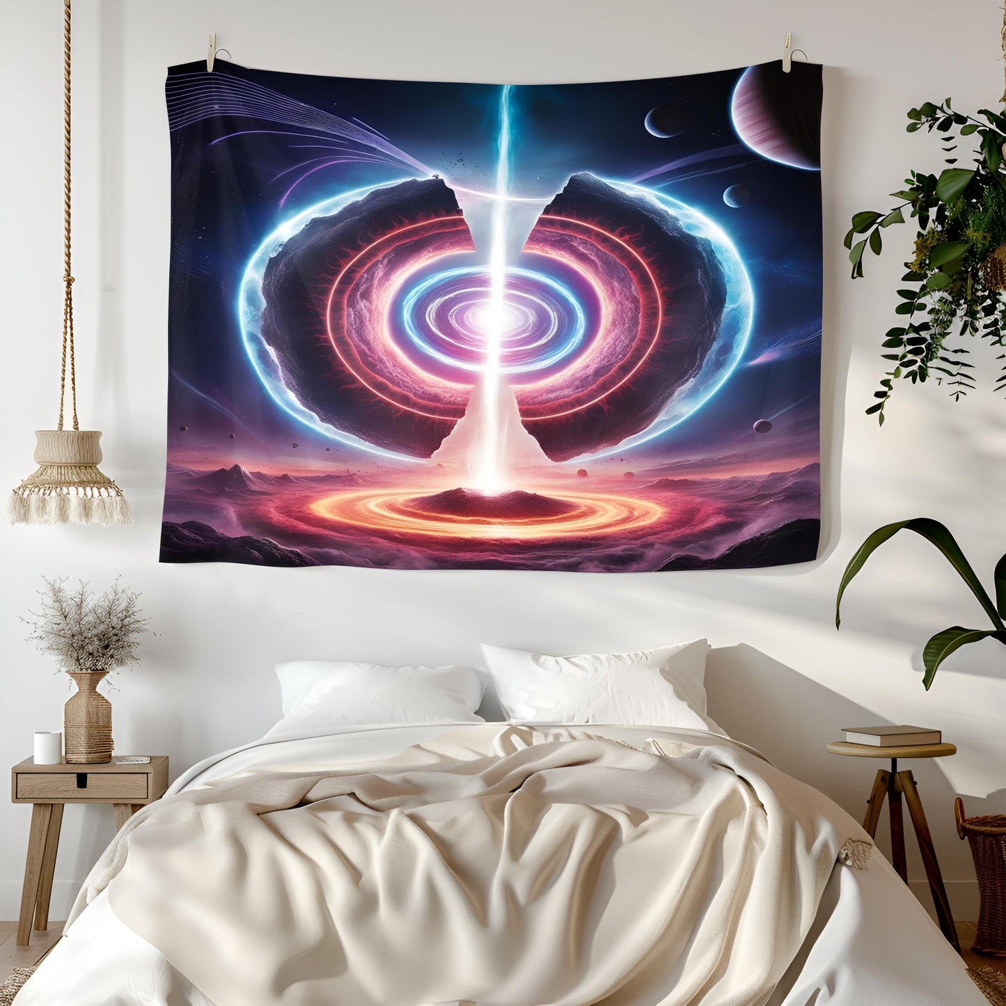 Psychedelic Portal Tapestry, Interdimensional Vortex Wall Art, Swirling Neon Lights & Cosmic Energy Waves, Trippy Tapestries, Psychedelic