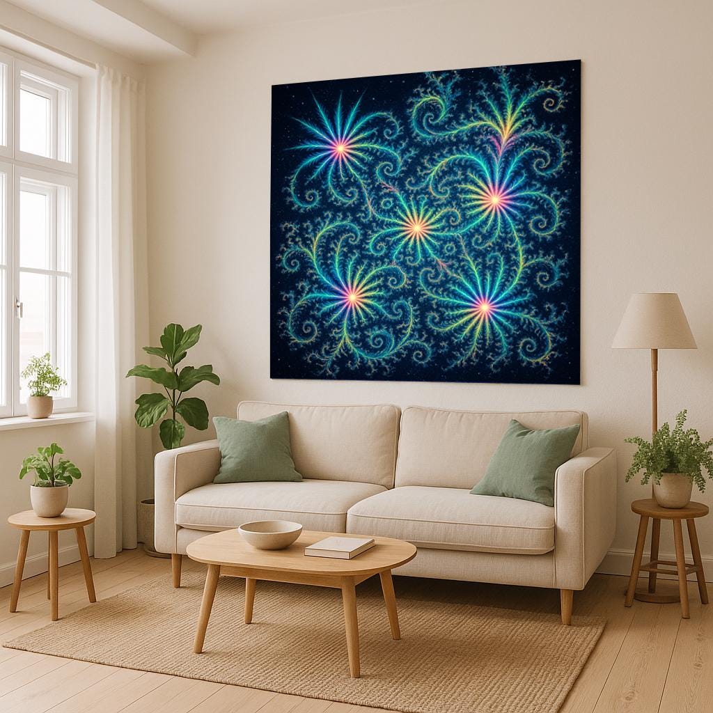 Fractal Flower Tapestry, Psychedelic Wall Art, Colorful Trippy Decor, Boho Mandala Room Accent, Meditation Space, Spiritual Gift