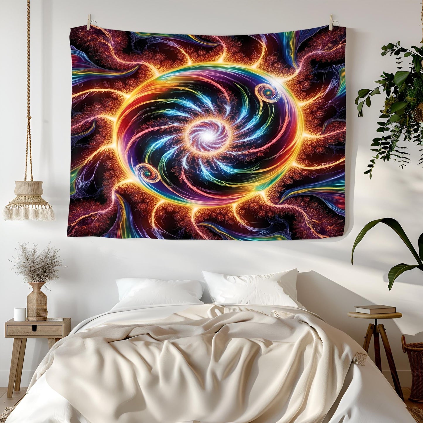 Psychedelic Light Explosion Tapestry, Rainbow Electric Waves, Fractal Burst Motion Art, Ultra HD Trippy Wall Decor, Trippy Tapestry Decor