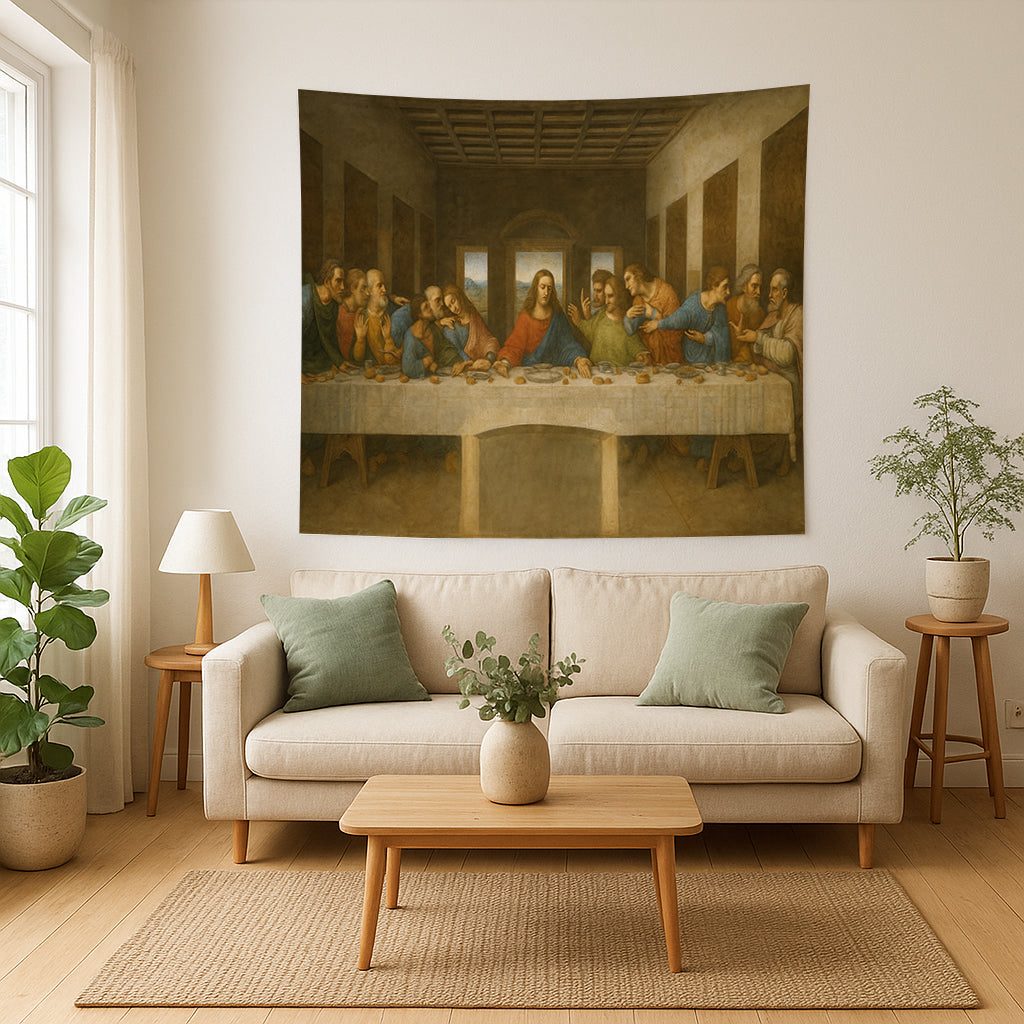 The Last Supper Wall Tapestry in Leonardo da Vinci Inspired Renaissance Style – Historic Religious Masterpiece Art Home Decor
