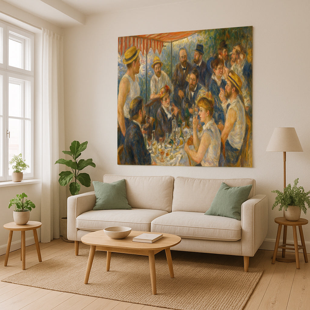 Luncheon of the Boating Party Wall Tapestry in Renoir Inspired Impressionist Style – Vibrant Social Gathering Scene Home Decor