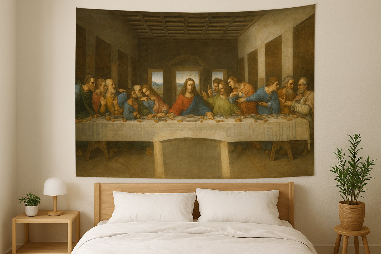 The Last Supper Wall Tapestry in Leonardo da Vinci Inspired Renaissance Style – Historic Religious Masterpiece Art Home Decor