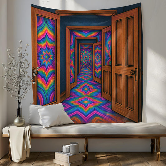 Trippy Door Illusion Tapestry