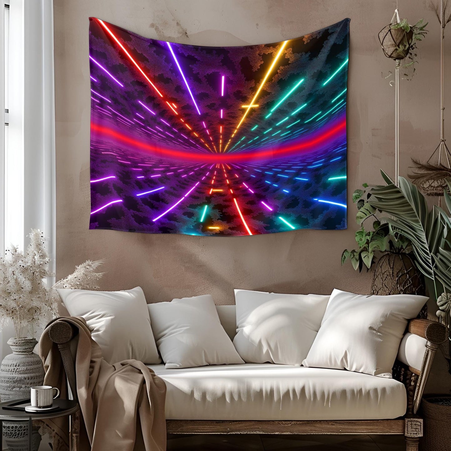 nfinite Glowing Neon Maze Tapestry, Shifting Colors & Electric Energy Pulses, Fractal Reflections, Surreal Optical Illusion Ultra HD Art