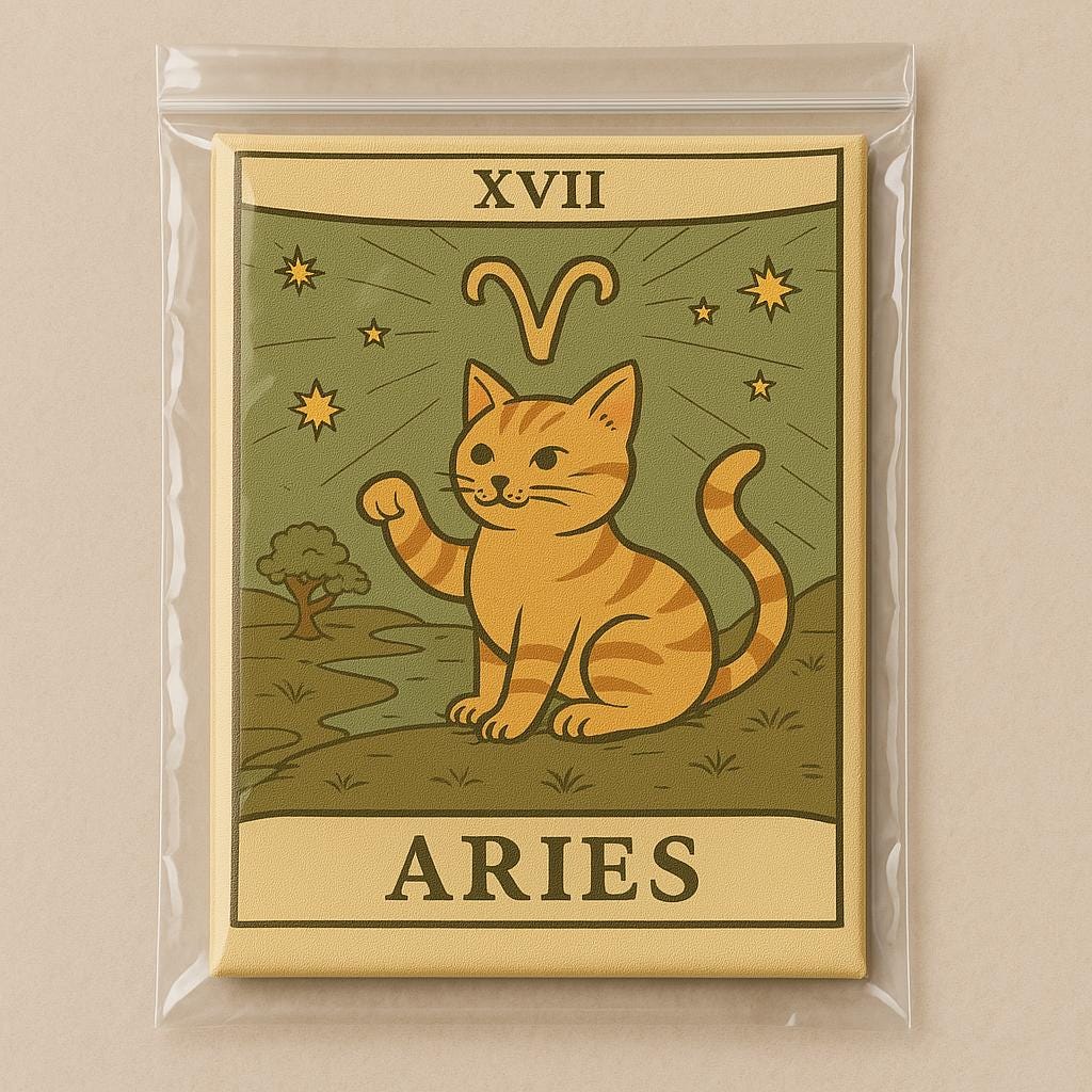 Aries Zodiac Cat Tapestry Wall Hanging – Cute Astrology Cat Art Decor for Bedroom, Dorm Room, Meditation Space or Gift Idea