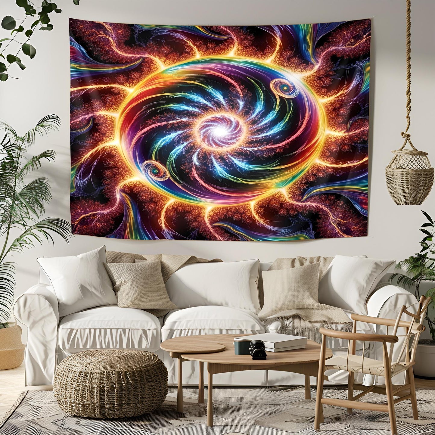 Psychedelic Light Explosion Tapestry, Rainbow Electric Waves, Fractal Burst Motion Art, Ultra HD Trippy Wall Decor, Trippy Tapestry Decor