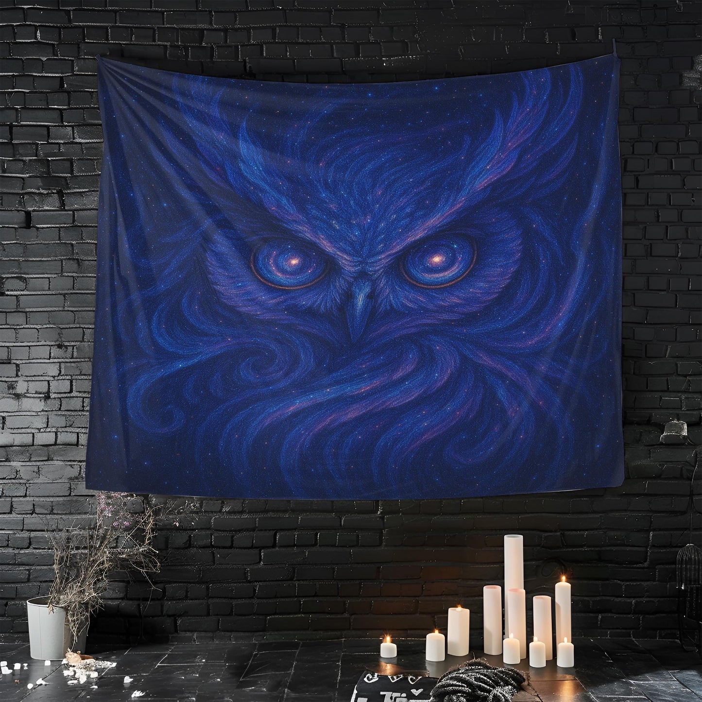 Cosmic Owl Tapestry Wall Hanging, Galaxy Animal Wall Art For Bedroom Or Dorm, Trippy Psychedelic Owl Decor Gift For Her Or Him