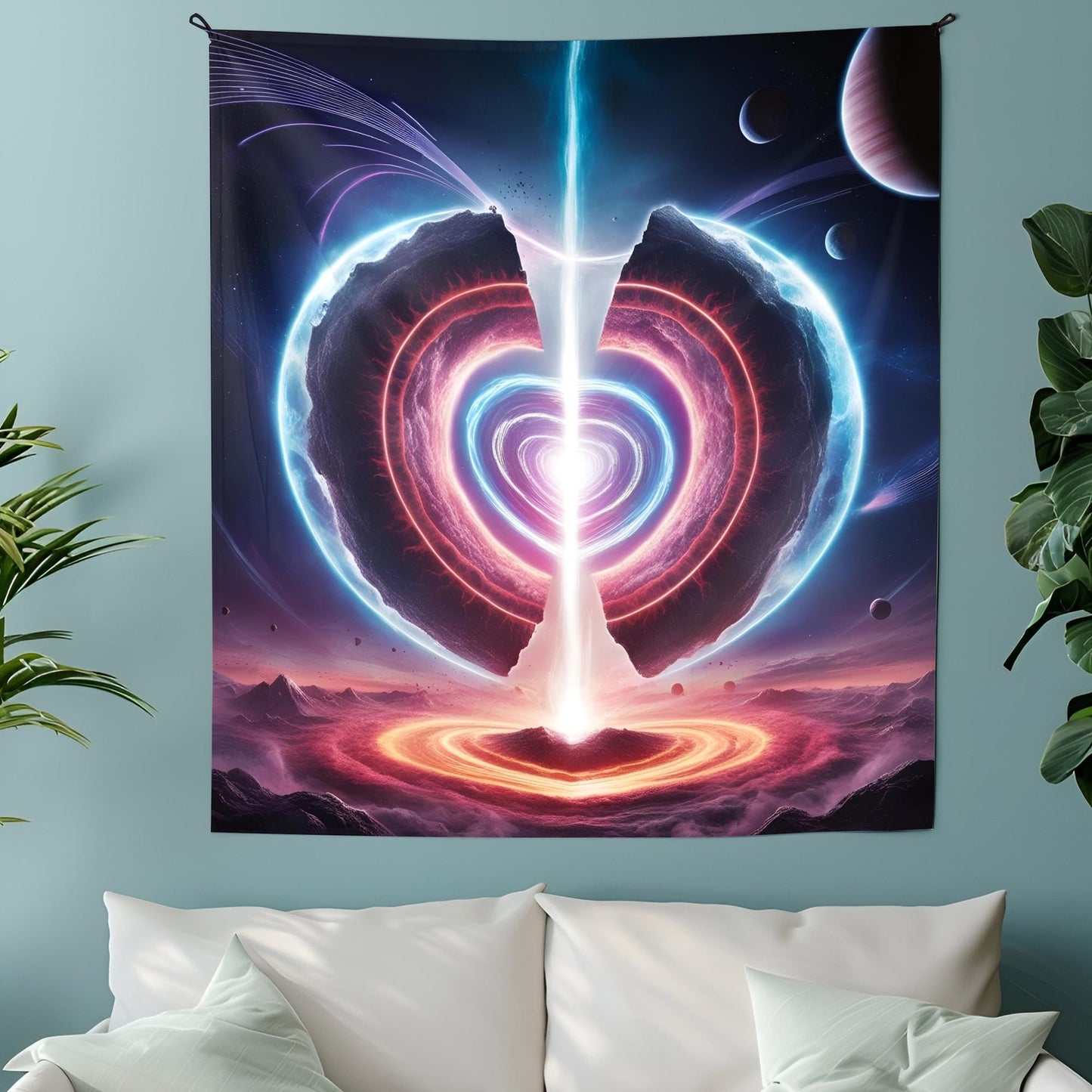 Psychedelic Portal Tapestry, Interdimensional Vortex Wall Art, Swirling Neon Lights & Cosmic Energy Waves, Trippy Tapestries, Psychedelic