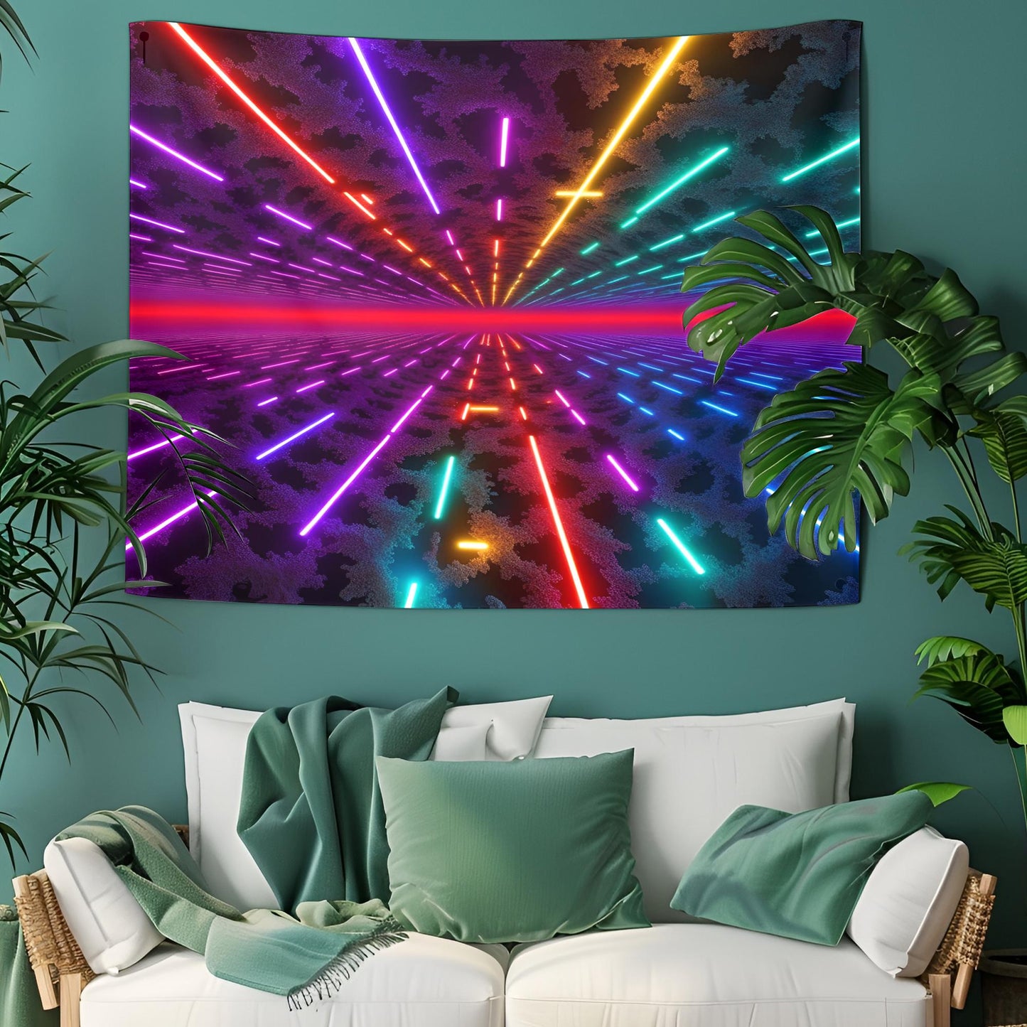 nfinite Glowing Neon Maze Tapestry, Shifting Colors & Electric Energy Pulses, Fractal Reflections, Surreal Optical Illusion Ultra HD Art