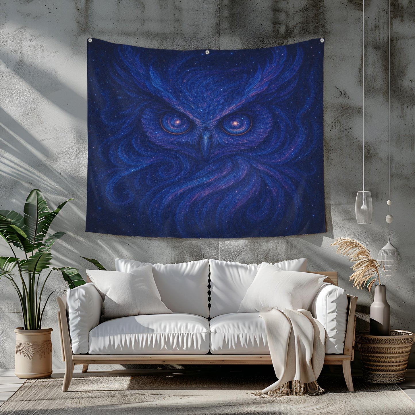 Cosmic Owl Tapestry Wall Hanging, Galaxy Animal Wall Art For Bedroom Or Dorm, Trippy Psychedelic Owl Decor Gift For Her Or Him