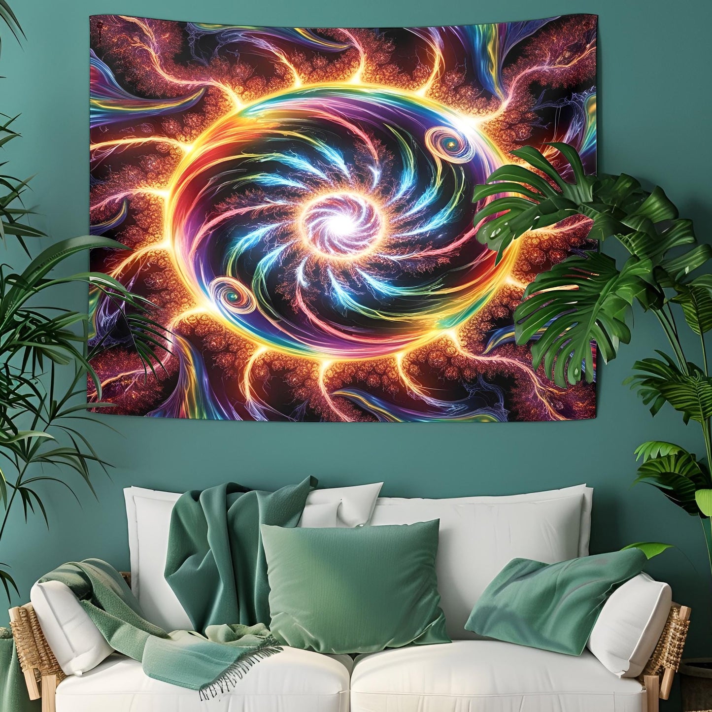 Psychedelic Light Explosion Tapestry, Rainbow Electric Waves, Fractal Burst Motion Art, Ultra HD Trippy Wall Decor, Trippy Tapestry Decor