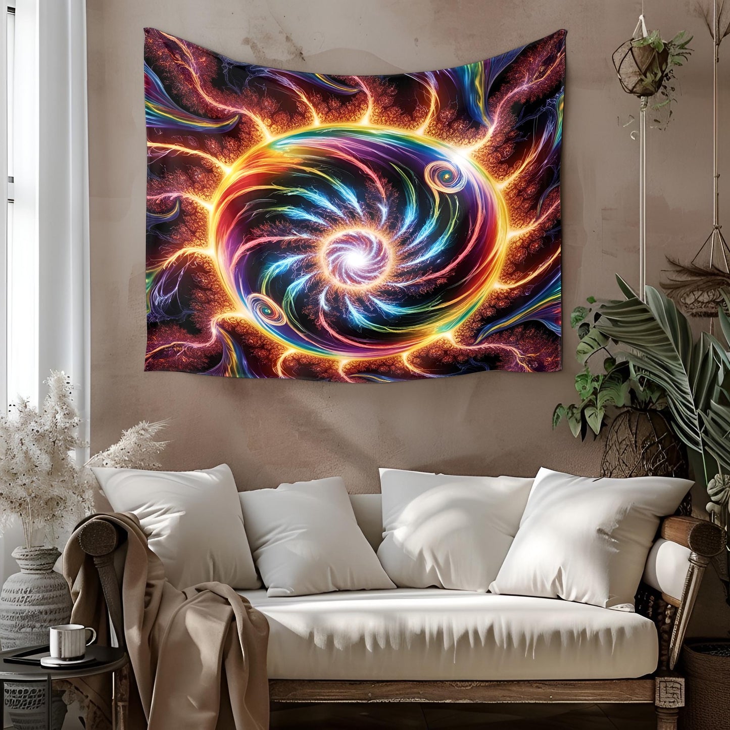Psychedelic Light Explosion Tapestry, Rainbow Electric Waves, Fractal Burst Motion Art, Ultra HD Trippy Wall Decor, Trippy Tapestry Decor