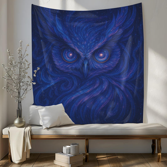 Cosmic Owl Tapestry Wall Hanging, Galaxy Animal Wall Art For Bedroom Or Dorm, Trippy Psychedelic Owl Decor Gift For Her Or Him