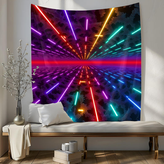 nfinite Glowing Neon Maze Tapestry, Shifting Colors & Electric Energy Pulses, Fractal Reflections, Surreal Optical Illusion Ultra HD Art