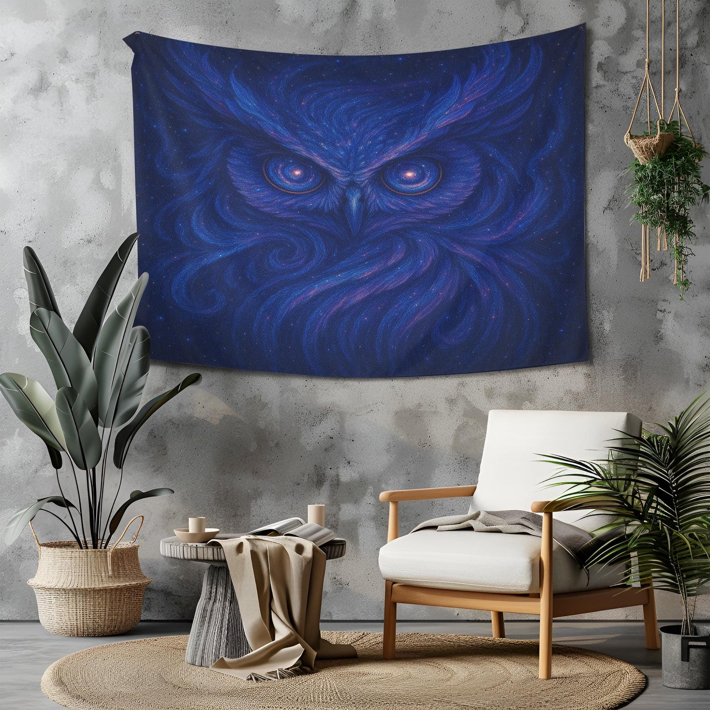 Cosmic Owl Tapestry Wall Hanging, Galaxy Animal Wall Art For Bedroom Or Dorm, Trippy Psychedelic Owl Decor Gift For Her Or Him